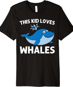 Funny Whale Art For Kids Boys Orca Narwhal Blue Whales Premium T-Shirt