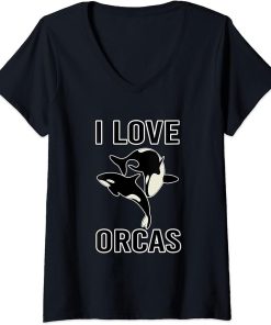 Womens Sea Creature ocean fan Orca V-Neck T-Shirt