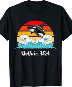 Vintage Belfair WA Distressed Orca Killer Whale Art T-Shirt