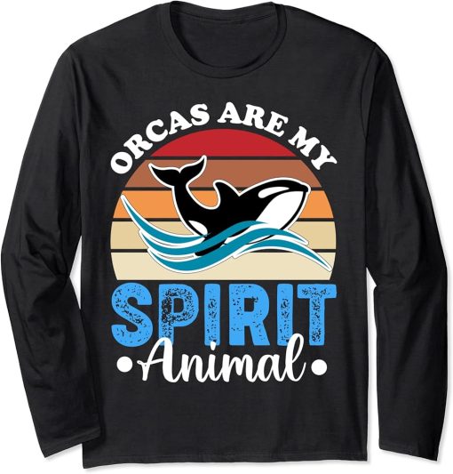 Funny Orca Lover Graphic for Women Men Kids Whale Long Sleeve T-Shirt